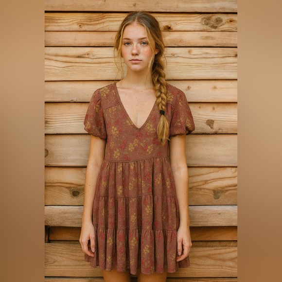 Wild Fable Junior’s Size Large V-Neck Floral Babydoll Dress. Lightweight Dress - Picture 1 of 3
